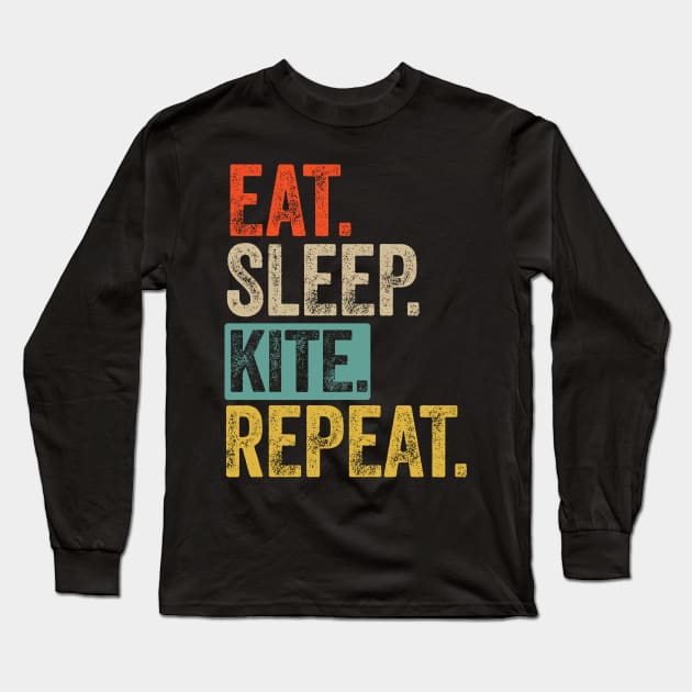 Eat sleep kite repeat retro vintage Long Sleeve T-Shirt by Lyume